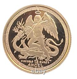 1987 Isle of Man Lucky Angel 1/10 oz Gold Coin Bu. 999 Fine