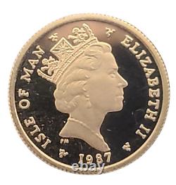 1987 Isle of Man Lucky Angel 1/10 oz Gold Coin Bu. 999 Fine