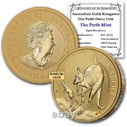 1987 Present Australia Gold Kangaroo/Nugget (Random Year) 1/10Oz. 9999 Brilli