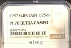 1987 UK 1/2 Sov St George and the Dragon Fine Gold Coin NGC Ultra Cameo PF70 NEW