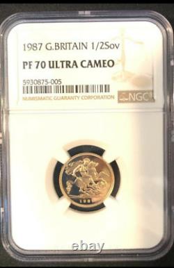 1987 UK 1/2 Sov St George and the Dragon Fine Gold Coin NGC Ultra Cameo PF70 NEW