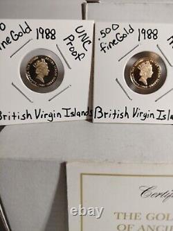 1988 $50 British Virgin Island(Proof) 500/1000 Fine Gold Coin Lot of 4