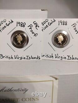 1988 $50 British Virgin Island(Proof) 500/1000 Fine Gold Coin Lot of 4