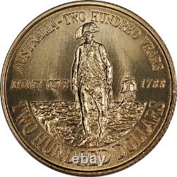 1988 Australia $200 Uncirculated Gold Coin Sydney Cove 0.916 Fine 10g OGP