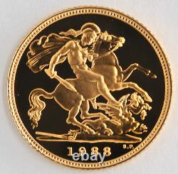 1988 Great Britain Proof 1/2 Sovereign Ruler Elizabeth II. 917 Fine Gold Coin