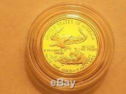 1988 P $5 1/10 Oz Fine GOLD AMERICAN EAGLE PROOF COIN + COA & OGP