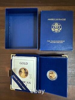 1988-P $5 American Proof Gold Eagle, 1/10 OZ Fine Gold Coin-Box & COA