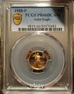 1988-P PROOF US American GOLD Eagle 1/10 T. Oz. FINE Coin $5 Dollar PR69 PCGS