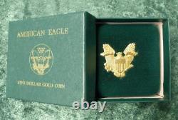 1989 $5 American Gold Eagle Coin With Box, 1/10th Ounce Fine Gold, Tenth-Ounce