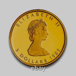 1989 Canada 1/10 oz. 9999 Fine Gold Maple Leaf Proof Coin. 3.11 grams