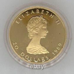 1989 Canada Proof Gold Maple Leaf 1/2 oz 9999 Fine Coin LOW Mintage In CASE