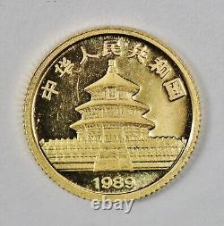 1989 China 5 Yuan Panda 1/20 oz. 999 Fine Gold Coin