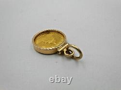 1989 Chinese 5Y Panda 1/20oz Gold. 9999 fine 24K Coin in 14k Yellow Gold Bezel
