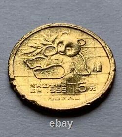 1989 G5¥ China 1/20oz Gold Panda 5 Yuan 1/20oz. 999 Fine Gold Damaged