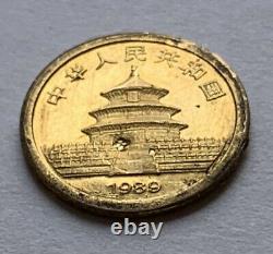 1989 G5¥ China 1/20oz Gold Panda 5 Yuan 1/20oz. 999 Fine Gold Damaged