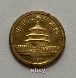 1989 G5¥ China 1/20oz Gold Panda 5 Yuan 1/20oz. 999 Fine Gold Damaged