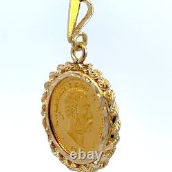 1989 KALAKAUA I KING OF HAWAII 1/10 Oz Fine Gold Coin Framed 14K Gold Pendant 1989 KALAKAUA I KING OF HAWAII 1/10 Oz Fine Gold Coin Framed 14K Gold Pendant