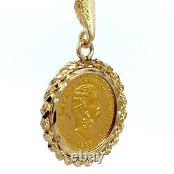 1989 KALAKAUA I KING OF HAWAII 1/10 Oz Fine Gold Coin Framed 14K Gold Pendant 1989 KALAKAUA I KING OF HAWAII 1/10 Oz Fine Gold Coin Framed 14K Gold Pendant