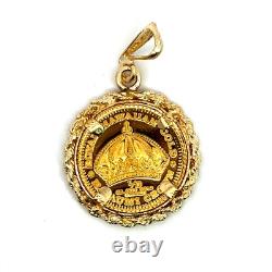 1989 KALAKAUA I KING OF HAWAII 1/10 Oz Fine Gold Coin Framed 14K Gold Pendant 1989 KALAKAUA I KING OF HAWAII 1/10 Oz Fine Gold Coin Framed 14K Gold Pendant