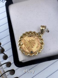 1990 1/20th oz Fine. 999 Gold Panda Coin in 14k Gold Bezel Pendant 3.33g 1990 1/20th oz Fine. 999 Gold Panda Coin in 14k Gold Bezel Pendant 3.33g