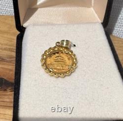 1990 1/20th oz Fine. 999 Gold Panda Coin in 14k Gold Bezel Pendant 3.33g 1990 1/20th oz Fine. 999 Gold Panda Coin in 14k Gold Bezel Pendant 3.33g