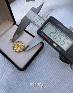 1990 1/20th oz Fine. 999 Gold Panda Coin in 14k Gold Bezel Pendant 3.33g 1990 1/20th oz Fine. 999 Gold Panda Coin in 14k Gold Bezel Pendant 3.33g