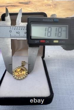 1990 1/20th oz Fine. 999 Gold Panda Coin in 14k Gold Bezel Pendant 3.33g 1990 1/20th oz Fine. 999 Gold Panda Coin in 14k Gold Bezel Pendant 3.33g