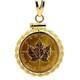 1990 Canadian Maple 1/10 Oz Fine Gold Coin Framed 14k Gold Pendant J1087