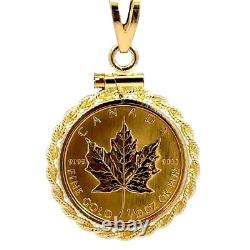 1990 Canadian Maple 1/10 Oz Fine Gold Coin Framed 14K Gold Pendant J1087 1990 Canadian Maple 1/10 Oz Fine Gold Coin Framed 14K Gold Pendant J1087