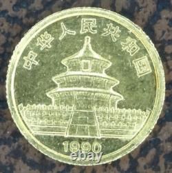 1990 China Gold Panda 1/20 Oz 5 Yuan. 999 Fine Coin