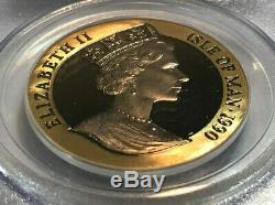 1990 Isle of Man Penny Black Proof 1oz. 999 Fine Gold Coin, PCGS Gem Proof DCAM