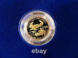 1990 P $5 1/10 Oz Fine GOLD AMERICAN EAGLE PROOF COIN + COA & OGP