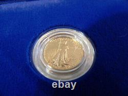 1990 P $5 1/10 Oz Fine GOLD AMERICAN EAGLE PROOF COIN + COA & OGP