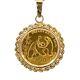 1990 Panda 1/10 Oz Fine Gold Coin And 14k Yellow Gold Pendant