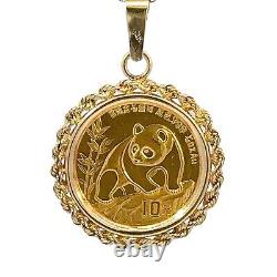 1990 Panda 1/10 Oz Fine Gold Coin And 14K Yellow Gold Pendant