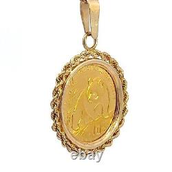 1990 Panda 1/10 Oz Fine Gold Coin And 14K Yellow Gold Pendant