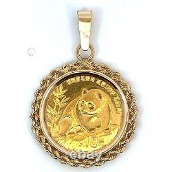 1990 Panda 1/10 Oz Fine Gold Coin And 14K Yellow Gold Pendant