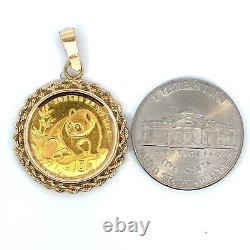 1990 Panda 1/10 Oz Fine Gold Coin And 14K Yellow Gold Pendant