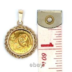 1990 Panda 1/10 Oz Fine Gold Coin And 14K Yellow Gold Pendant