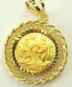1990 Panda 5 yen 1 /20 oz gold coin in 14k bezel pendant. 3.0gm