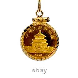 1991 1/20 Oz Panda Fine Gold Coin Framed 14K Gold Diamond Cut Pendant Only 1991 1/20 Oz Panda Fine Gold Coin Framed 14K Gold Diamond Cut Pendant Only