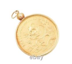 1991 1/4 oz Gold Panda Coin Pendant Large Date. 999 Fine 14K Gold Bezel 1991 1/4 oz Gold Panda Coin Pendant Large Date. 999 Fine 14K Gold Bezel