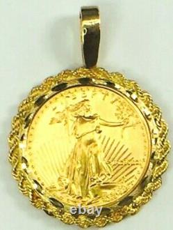 1991 22K $25.00 Liberty 1/2 oz gold coin in 14K Rope link bezel 24.8gm