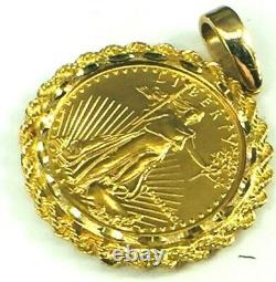 1991 22K $25.00 Liberty 1/2 oz gold coin in 14K Rope link bezel 24.8gm