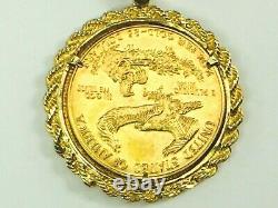 1991 22K $25.00 Liberty 1/2 oz gold coin in 14K Rope link bezel 24.8gm