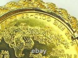 1991 22K $25.00 Liberty 1/2 oz gold coin in 14K Rope link bezel 24.8gm