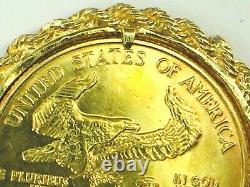 1991 22K $25.00 Liberty 1/2 oz gold coin in 14K Rope link bezel 24.8gm