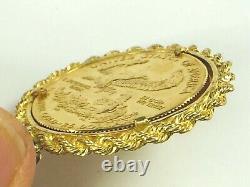 1991 22K $25.00 Liberty 1/2 oz gold coin in 14K Rope link bezel 24.8gm