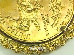 1991 22K $25.00 Liberty 1/2 oz gold coin in 14K Rope link bezel 24.8gm