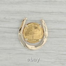 1991 Panda Coin Horseshoe Pendant 1/20th 999 Fine Gold 14k 5 Yuan Good Luck